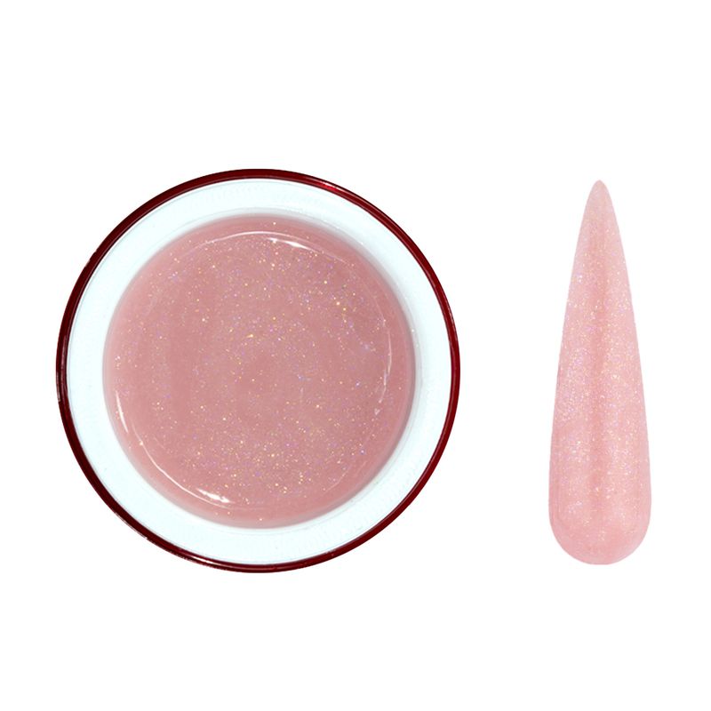 Gel-Shine-Delicado-30g-Bluwe.-Gel-rosa-natural-com-brilhos-multicoloridos-sutis.-
