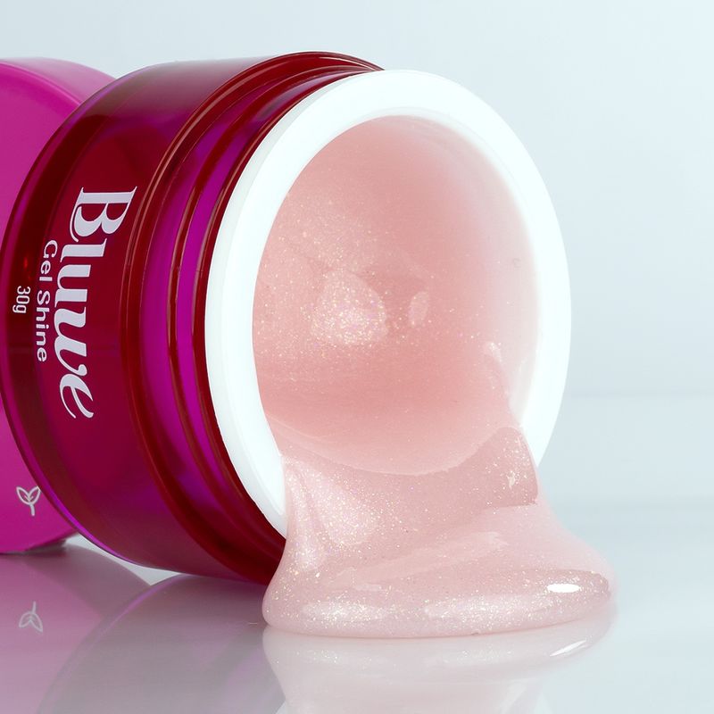 Gel-Shine-Delicado-30g-Bluwe.-Gel-rosa-natural-com-brilhos-multicoloridos-sutis.